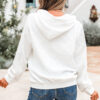 White Cable Lattice Texture Kangaroo Pocket Hoodie