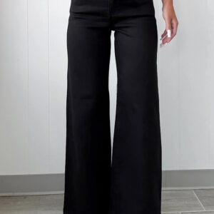 Black 2-Button High Waist Flared Bottom Jeans