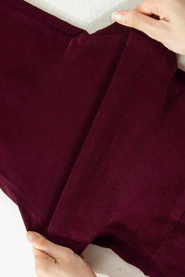 Burgundy Corduroy Solid Color High Waist Wide Leg Pants