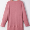 Mineral Red Solid Color Waffle Knit Cardigan with Pocket