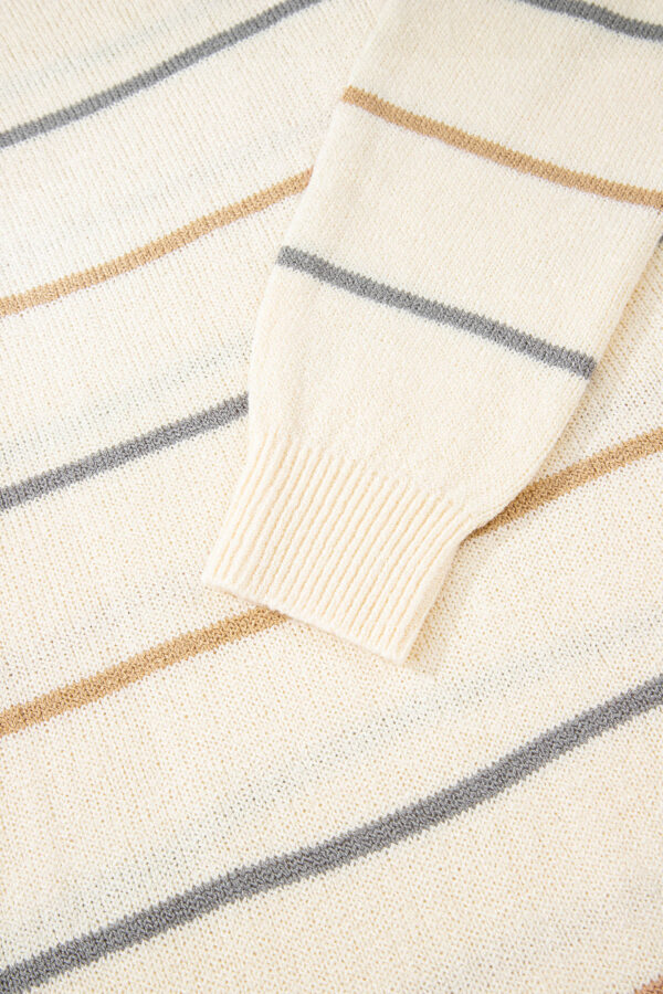 Multicolour Striped Print Drop Shoulder Shift Sweater Mini Dress