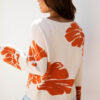 Green Bold Flower Pattern Wide Sleeve Baggy Sweater