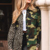 Brown Leopard Camo Patchwork Oversize Shacket