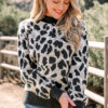 Carbon Grey Leopard Drop Shoulder Baggy Sweater