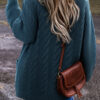 Peacock Blue Cable Knit Button Front Pocketed Baggy Cardigan