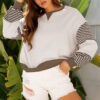 Jet Stream Striped Colorblock Patchwork Drop Shoulder Sweatshirt