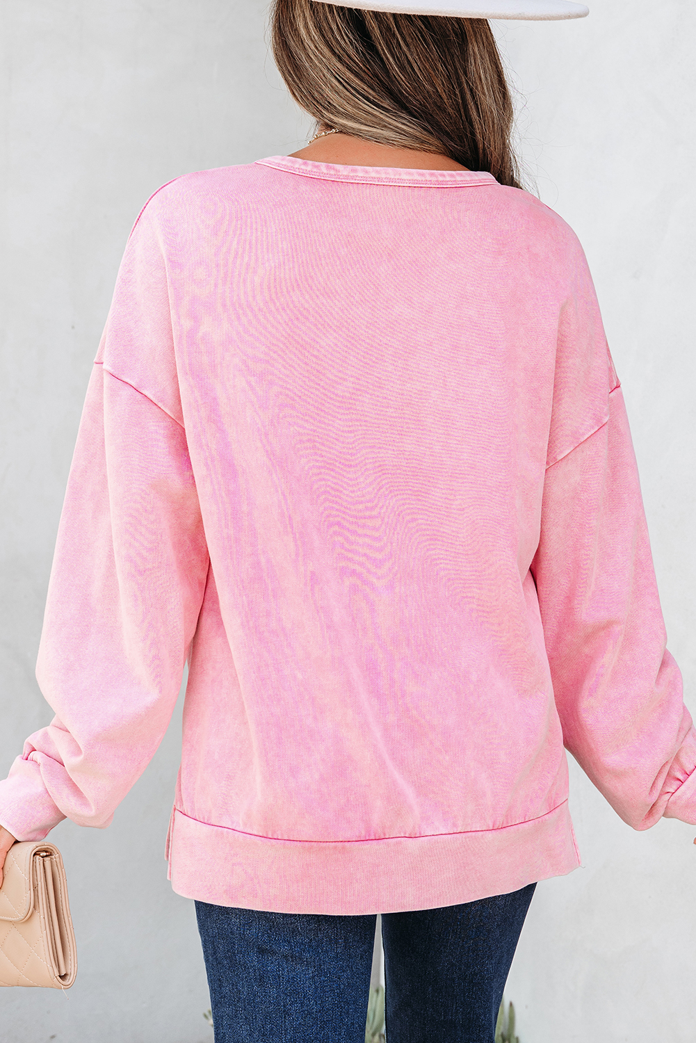 Orchid Bouquet Mineral Wash Big Bow Patchwork Pullover Sweatshirt - Image 5
