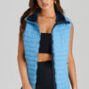 Silvery Plush Collared Quilted Zipped Puffer Vest