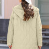 Green Quilted Snap Button Hooded Puffer Coat