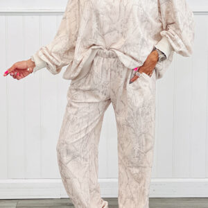 Khaki Camo Print Jogger Pants Set