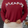 Racing Red Merry Colorful Dot Detail Christmas Drop Shoulder Sweater