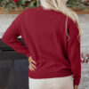 Racing Red Merry Colorful Dot Detail Christmas Drop Shoulder Sweater