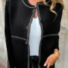 Black Contrast Trim Button up Sweater Cardigan