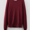Burgundy Contrast Lace Frilled Trim Raglan Sleeve Sweater