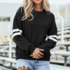 Navy Blue Varsity Striped Detail Drop Shoulder Oversized Sweatshirt