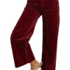 Burgundy Corduroy Solid Color High Waist Wide Leg Pants