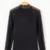 Black Leopard Mesh Patchwork Knit Long Sleeve Top