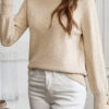 Jet Stream Lace Trim Patchwork Buttoned Cuffs Loose Sweater