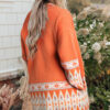 Brown Aztec Print Open Front Knitted Cardigan