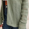 Green Bay Scalloped Edge Eyelet Knit Batwing Sleeve Cardigan