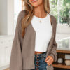 Goat Mixed Texture Knit Button V Neck Sweater Cardigan