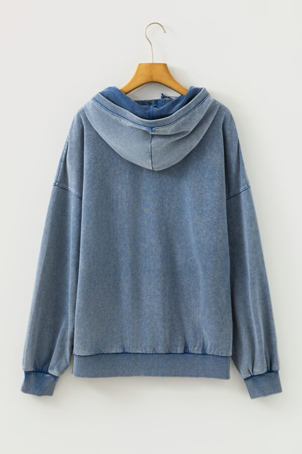 Ashleigh Blue Half Zip Kangaroo Pocket Mineral Wash Baggy Hoodie