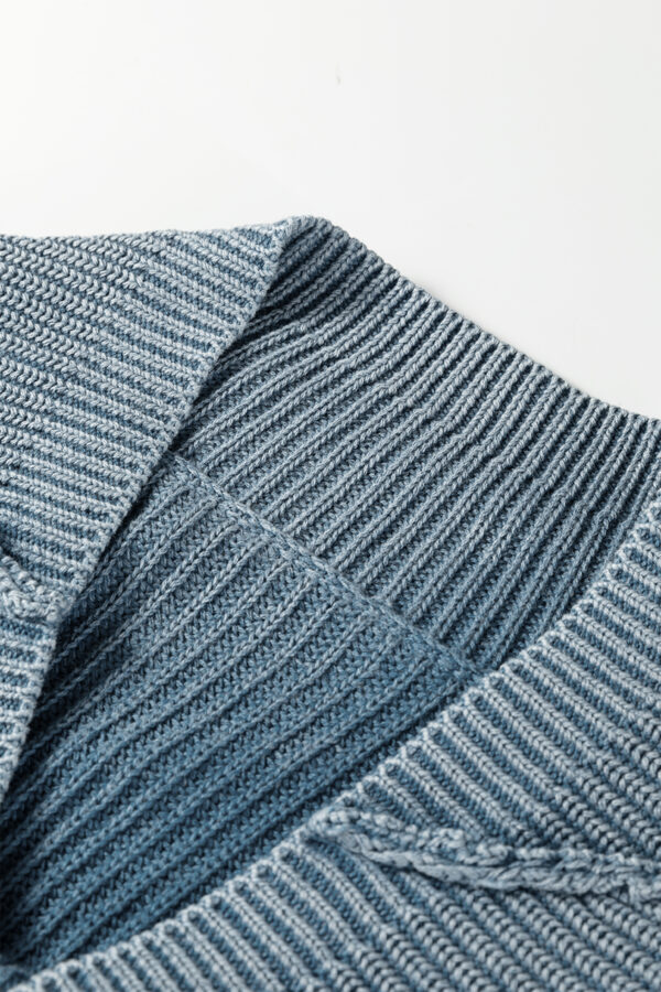 Evergreen Mineral Wash Exposed Seam Patchwork Knit Open Sweater Cardigan