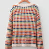 Multicolour Dotty Striped Pattern Knit Drop Shoulder Sweater