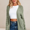 Green Bay Scalloped Edge Eyelet Knit Batwing Sleeve Cardigan