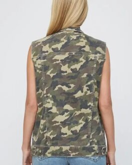 Green Camo Cargo Denim Vest