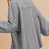 Medium Grey Waffle Knit Patchwork Exposed Seam Loose Shacket