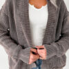 Evergreen Mineral Wash Exposed Seam Patchwork Knit Open Sweater Cardigan