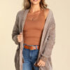 Straw Yellow Solid Open Knit Cardigan with Pockets