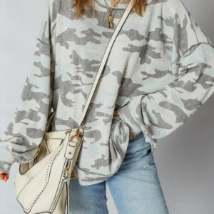 Dearlove Multicolour Retro Camouflage Print Exposed Seam Patchwork Drop Shoulder Sweatshirt