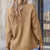 Light French Beige Front Center Seam Drop Shoulder Pullover Solid Sweater