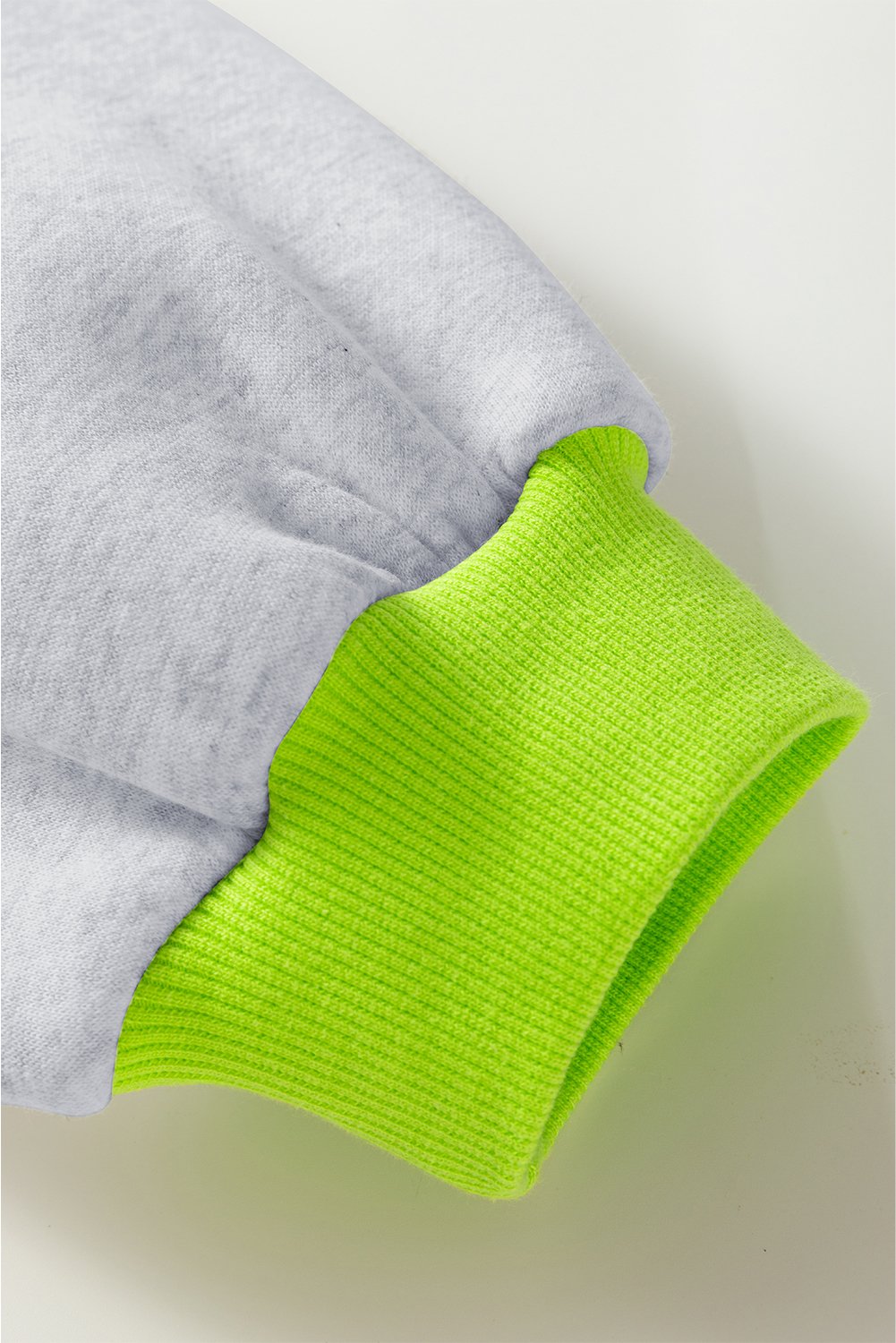 Light Grey Contrast Color Banding Patchwork Puff Sleeve Loose Sweatshirt - Image 7