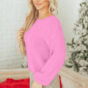 Fiery Red Festive Bow Backless Bubble Sleeve Sweater