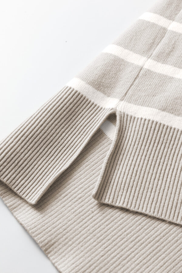 Parchment Side Slits Crewneck Short Sleeve Sweater Tee