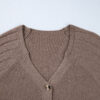 Goat Mixed Texture Knit Button V Neck Sweater Cardigan