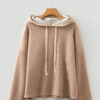 Parchment Thermal Textured Leopard Drawstring Baggy Hoodie
