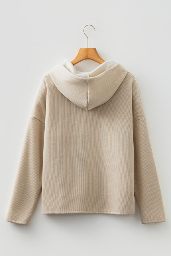 Parchment Thermal Textured Leopard Drawstring Baggy Hoodie