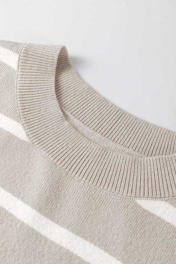 Parchment Side Slits Crewneck Short Sleeve Sweater Tee