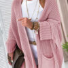 Gray Oversized Fold Over Sleeve Open Front Cardigan