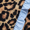 Brown Wild Leopard Print Contrast Striped Frilled Trim Chic Shirt