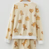 Beige Gingerbread Man Christmas Print Long Sleeve Pullover Lounge Short Set