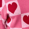 Pink Love Heart Checkered Valentine Crew Neck Sweater