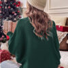 Blackish Green Merry Letter Embroidered High Neck Sweater