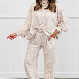 Khaki Camo Print Jogger Pants Set