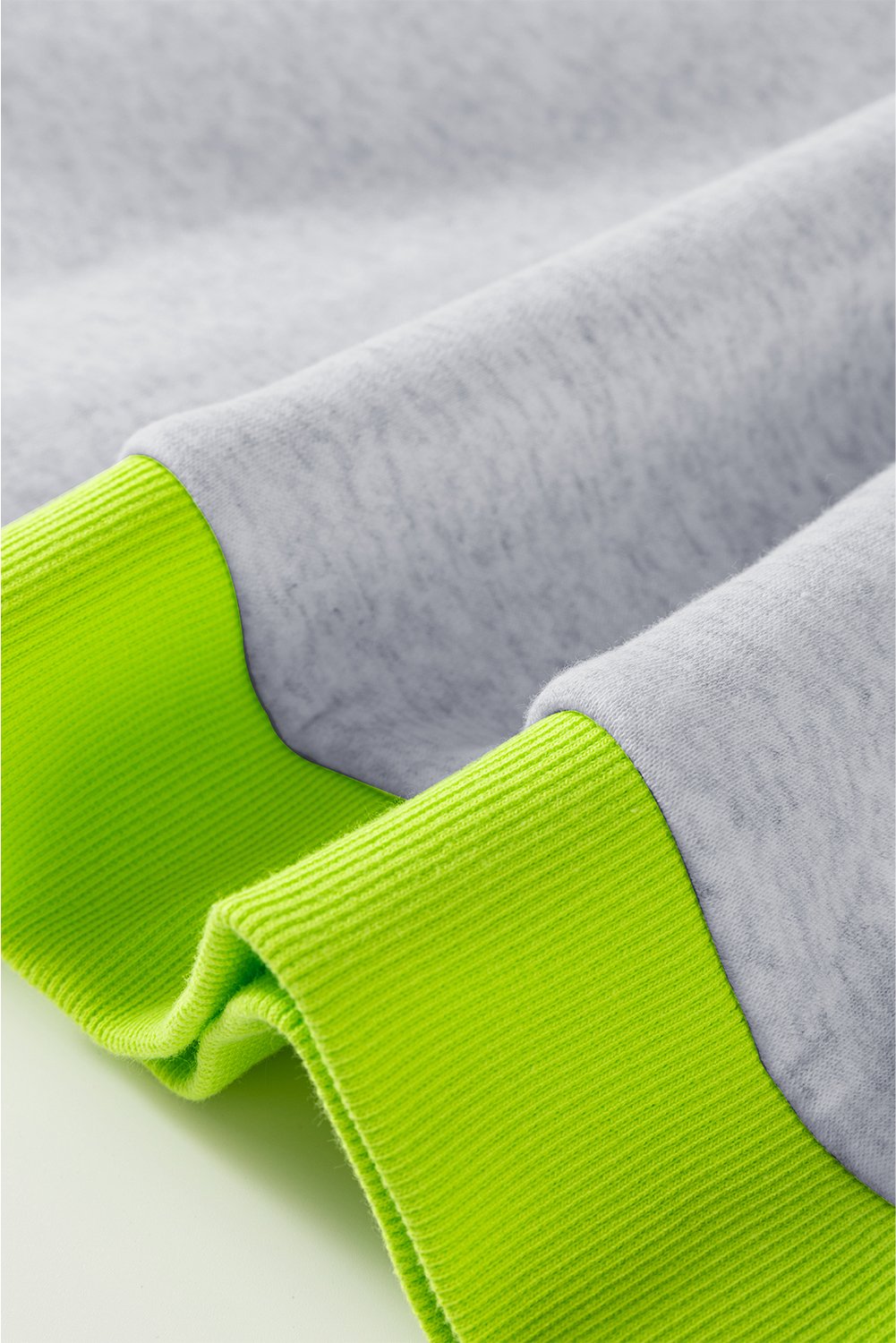 Light Grey Contrast Color Banding Patchwork Puff Sleeve Loose Sweatshirt - Image 8