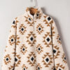 Khaki Aztec Print Sherpa Quarter Zip Collar Sweatshirt